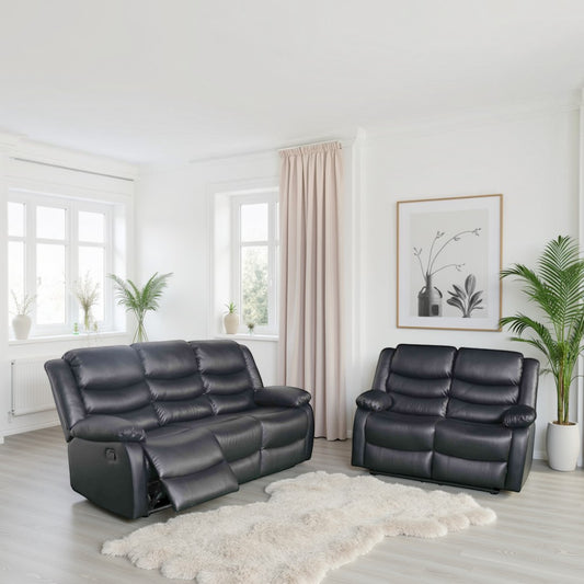 Cavello Manual Recliner Sofa Black 3+2 Set