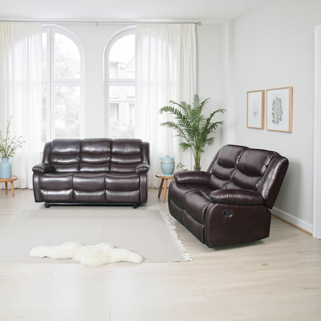 Cavello Manual Recliner Sofa Brown 3+2 Set