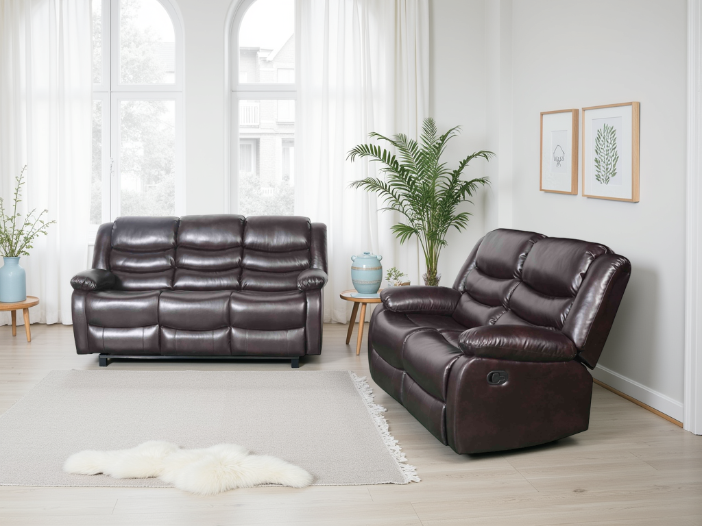 Cavello Manual Recliner Sofa Brown 3+2 Set