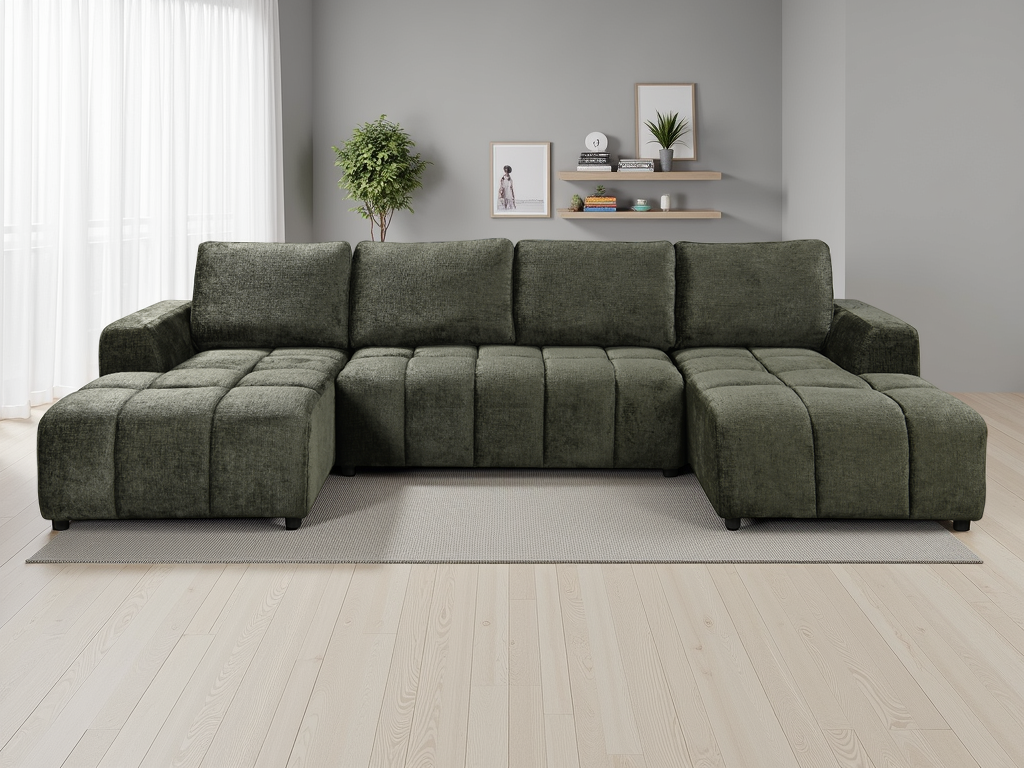 Colton Luxury Green U Shape Corner Sofabed