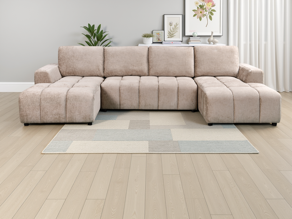 Colton Luxury Beige U Shape Corner Sofabed