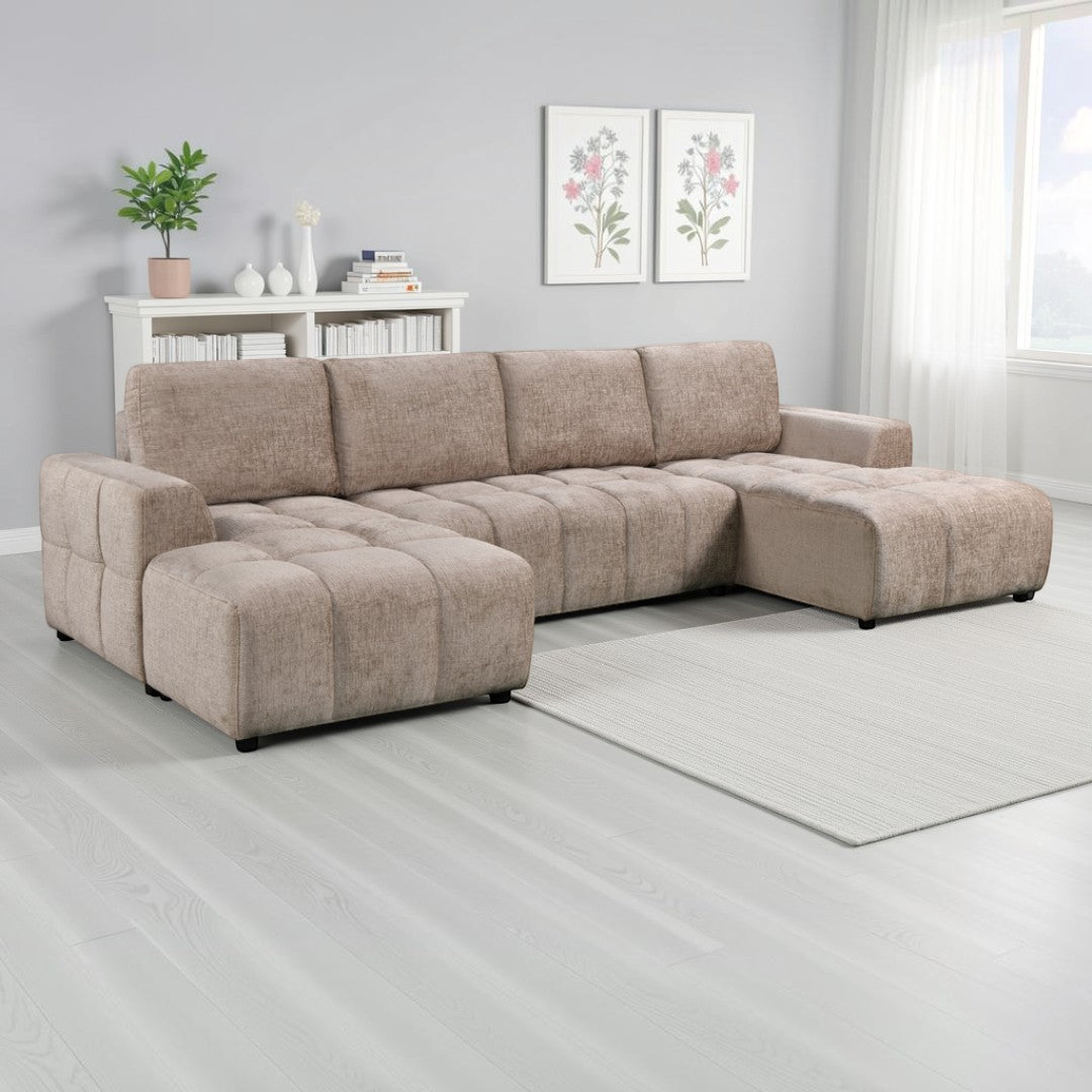 Colton Luxury Beige U Shape Corner Sofabed