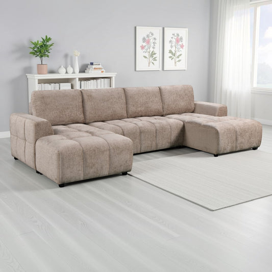 Colton Luxury Beige U Shape Corner Sofabed