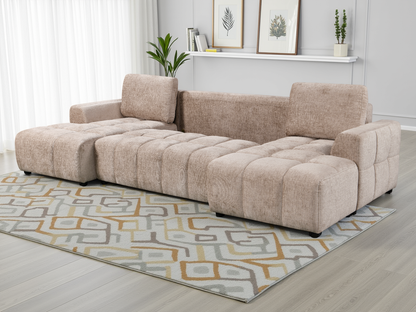Colton Luxury Beige U Shape Corner Sofabed