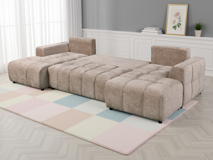 Colton Luxury Beige U Shape Corner Sofabed