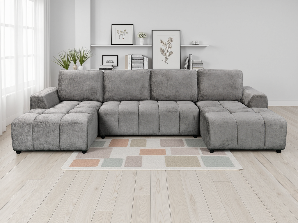 Colton Luxury Grey U Shape Corner Sofabed
