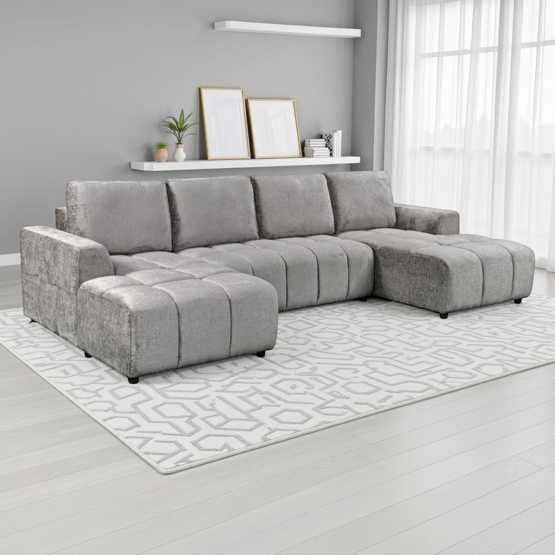 Colton Luxury Grey U Shape Corner Sofabed