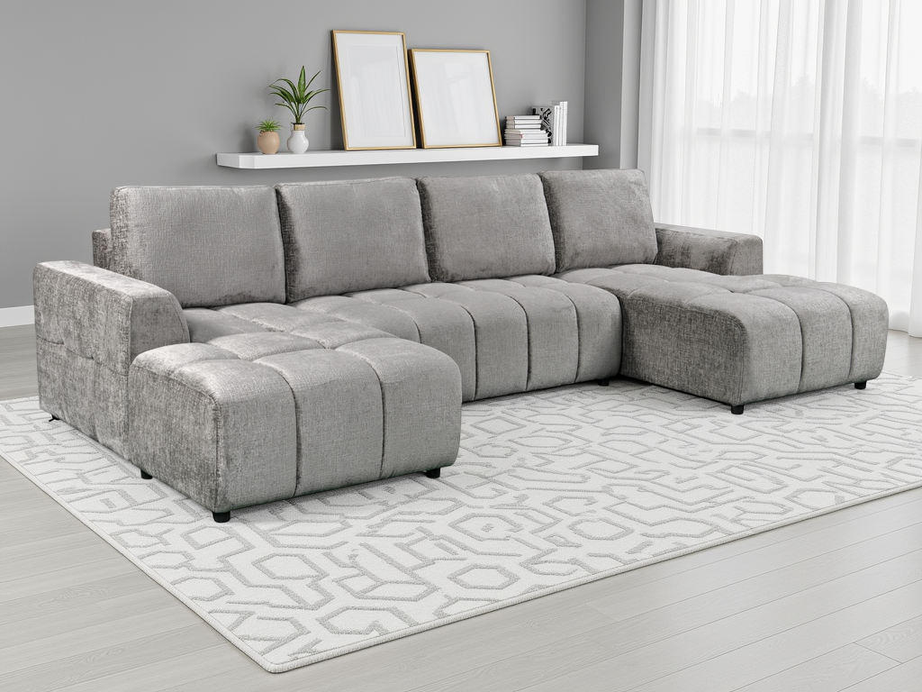 Colton Luxury Grey U Shape Corner Sofabed