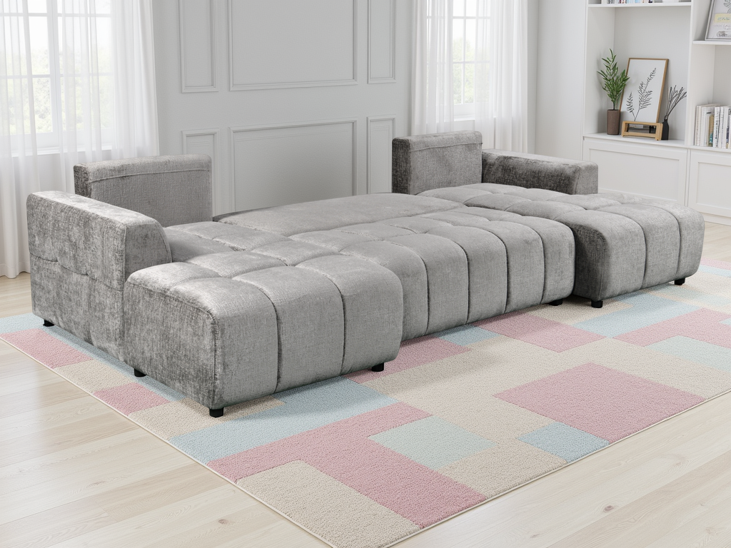 Colton Luxury Grey U Shape Corner Sofabed