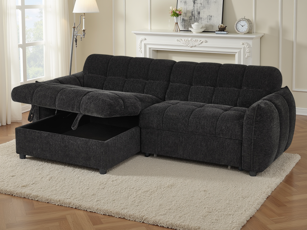 Miami Sofabed Black Universal Corner