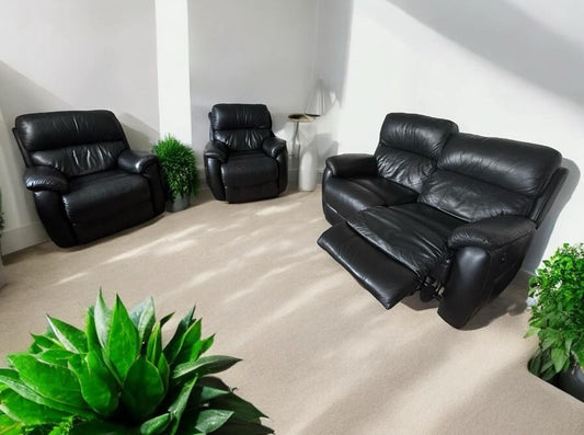 Black Leather Sofa Suite