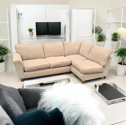 Beige Right Hand Chaise Corner Sofa