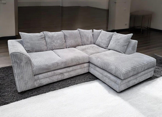 Grey Cord L Shaped Sofa