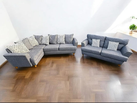 Grey Corner Sofa With Two Seater