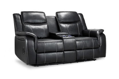 Signature Tech Electric Recliner 2 Seater Black Leather