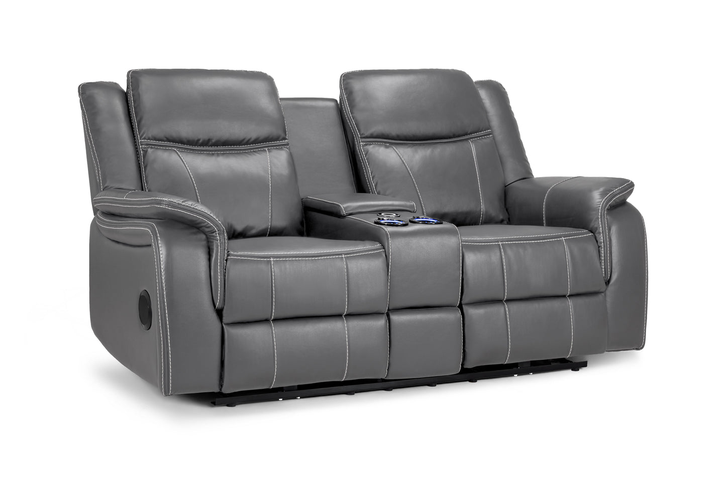 Signature Tech Electric Recliner 2 Seater Grey Leather