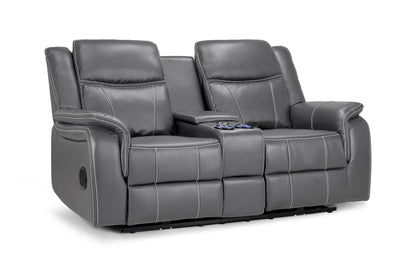Signature Tech Electric Recliner 2 Seater Grey Leather