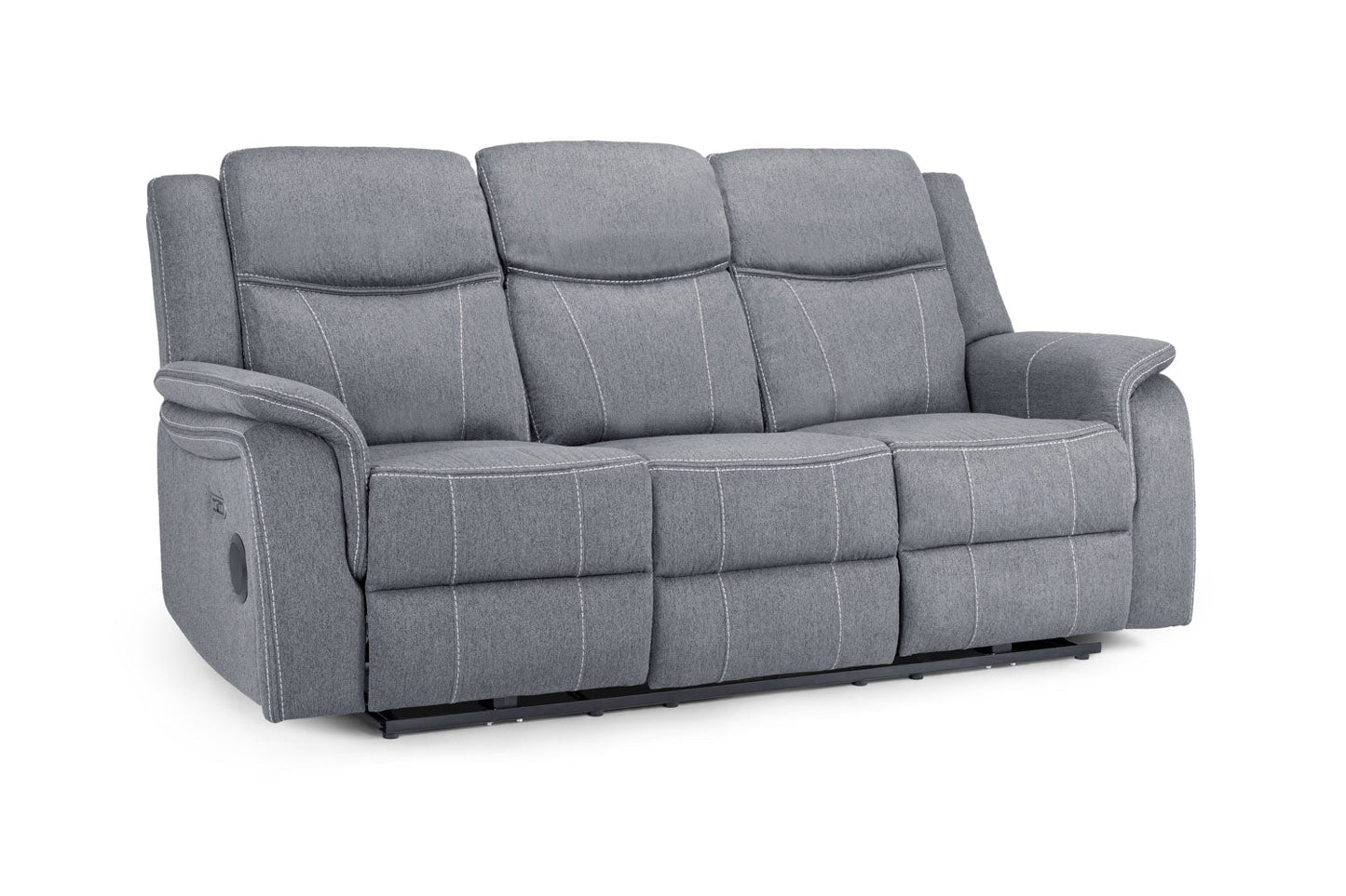 Signature Tech Electric Recliner 3 Seater Grey Fabric
