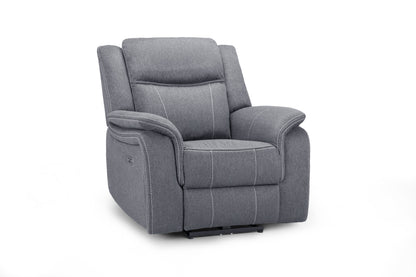 Signature Tech Electric Recliner Armchair Grey Fabric