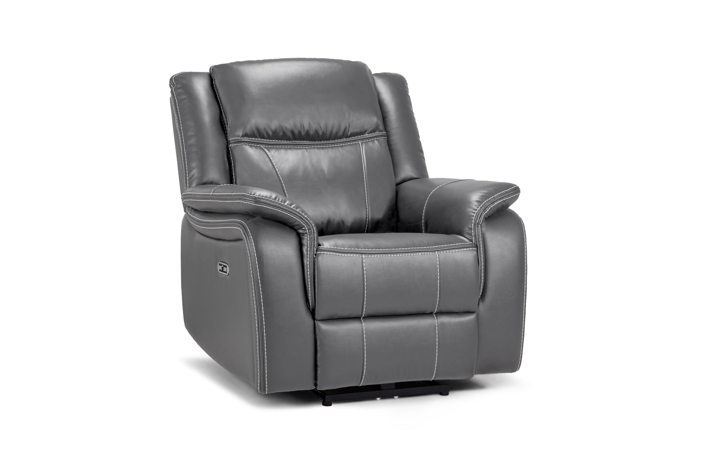 Signature Tech Electric Recliner Armchair Grey Leather