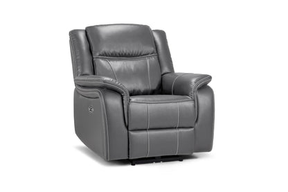 Signature Tech Electric Recliner Armchair Grey Leather