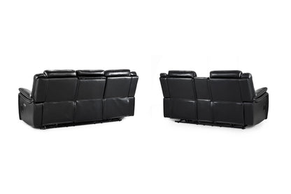 Signature Tech Black Leather Electric Recliner 3+2 Sofa Set
