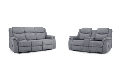 Signature Tech Grey Fabric Electric Recliner 3+2 Sofa Set