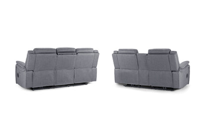Signature Tech Grey Fabric Electric Recliner 3+2 Sofa Set