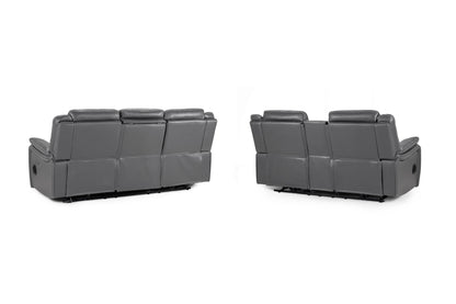 Signature Tech Grey Leather Electric Recliner 3+2 Sofa Set