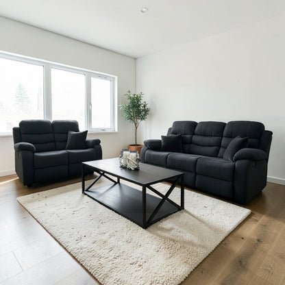 Aspen Manual Recliner Sofa Black 3+2
