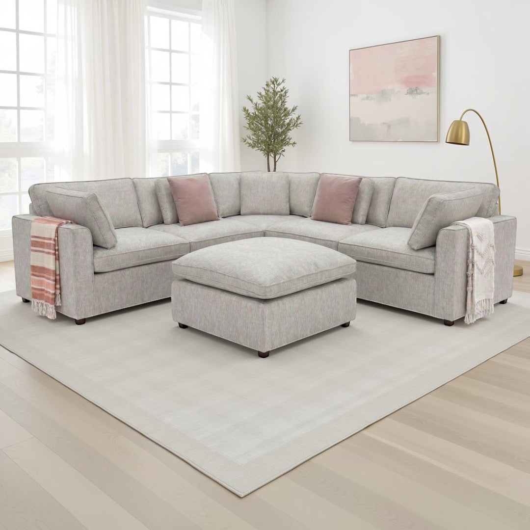Santorini Sofa Grey Large Corner with Footstool