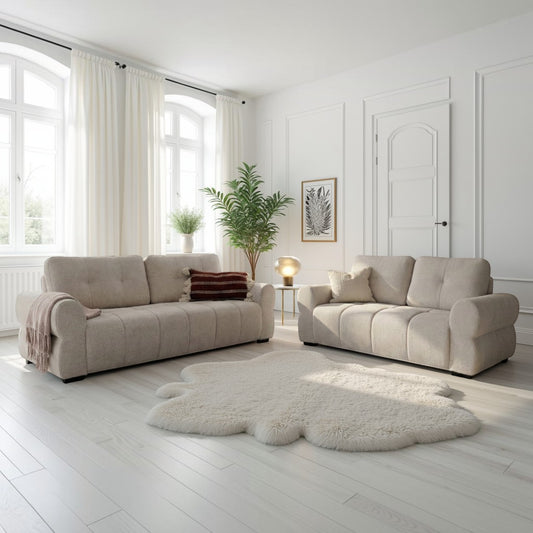 Oslo Beige Fabric 3+2 Sofa Set