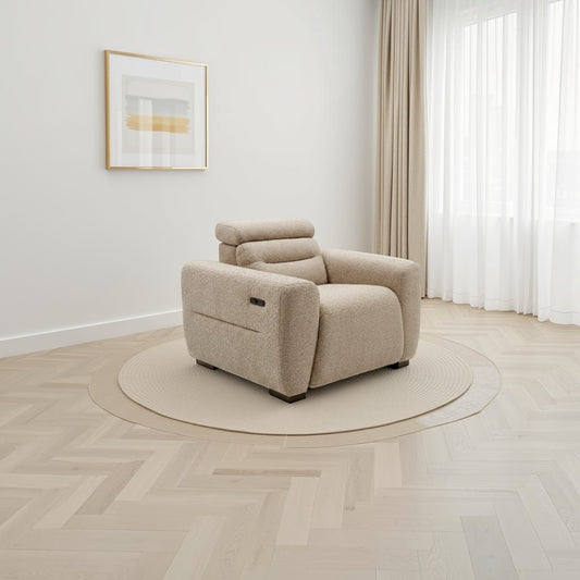Candice Electric Recliner Beige Armchair