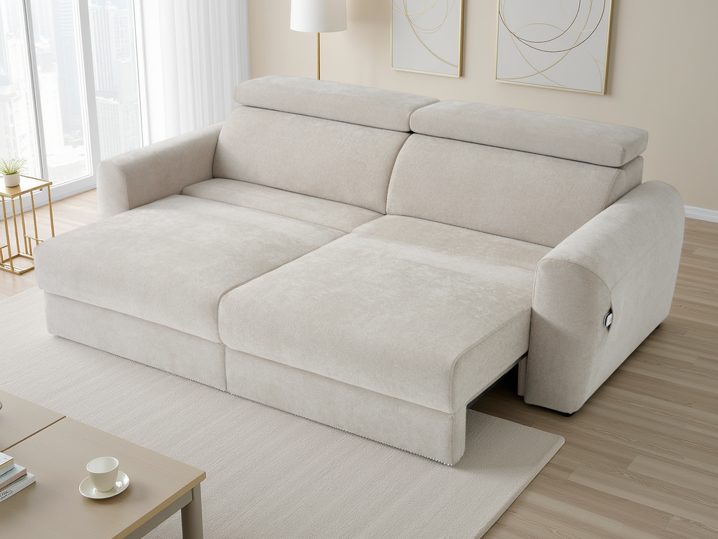 Nolan Electric Sofabed Beige 3 Seater