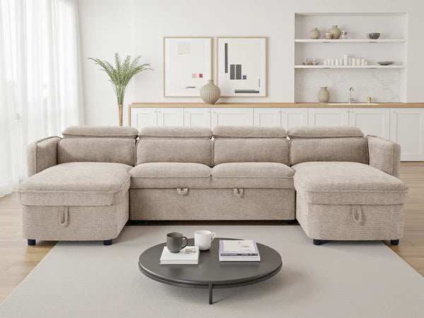 Marcella Sofabed Beige U Shape Corner