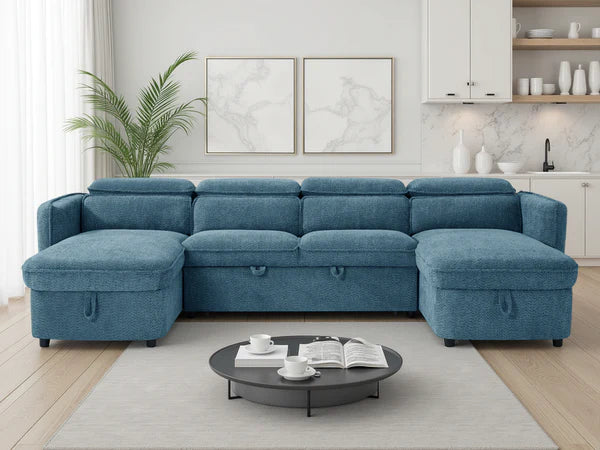 Marcella Sofabed Teal U Shape Corner