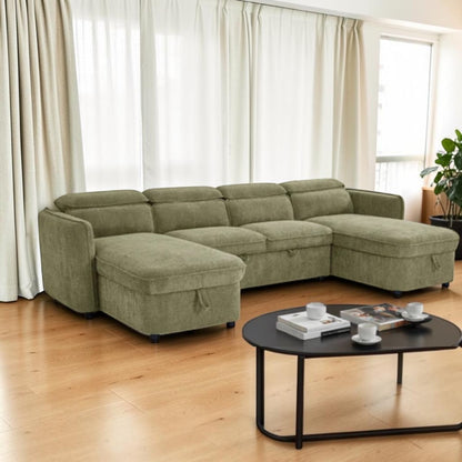 Marcella Sofabed Green U Shape Corner