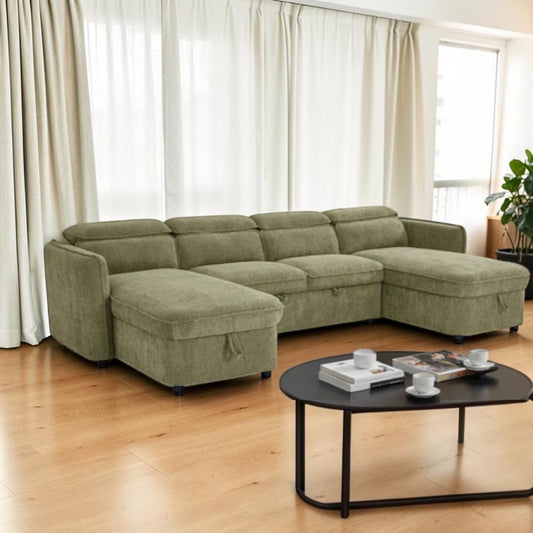 Marcella Sofabed Green U Shape Corner