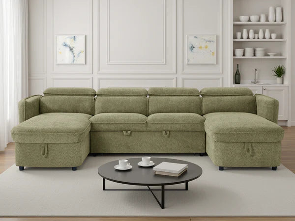 Marcella Sofabed Green U Shape Corner
