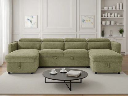 Marcella Sofabed Green U Shape Corner