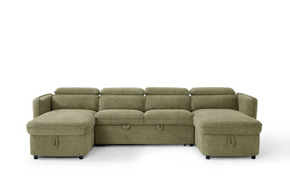 Marcella Sofabed Green U Shape Corner