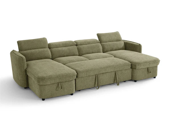 Marcella Sofabed Green U Shape Corner