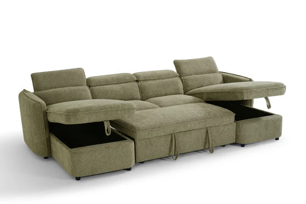 Marcella Sofabed Green U Shape Corner