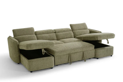 Marcella Sofabed Green U Shape Corner