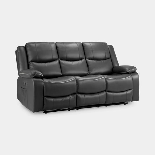 Harley Electric Recliner Sofa Black 3 Seater