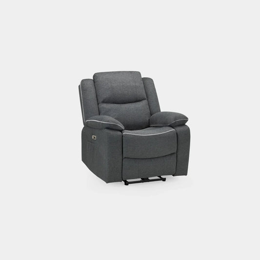 Harley Electric Recliner Sofa Grey Fabric Armchair
