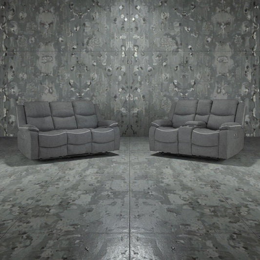 Harley Recliner Grey Fabric 3+2 Bundle