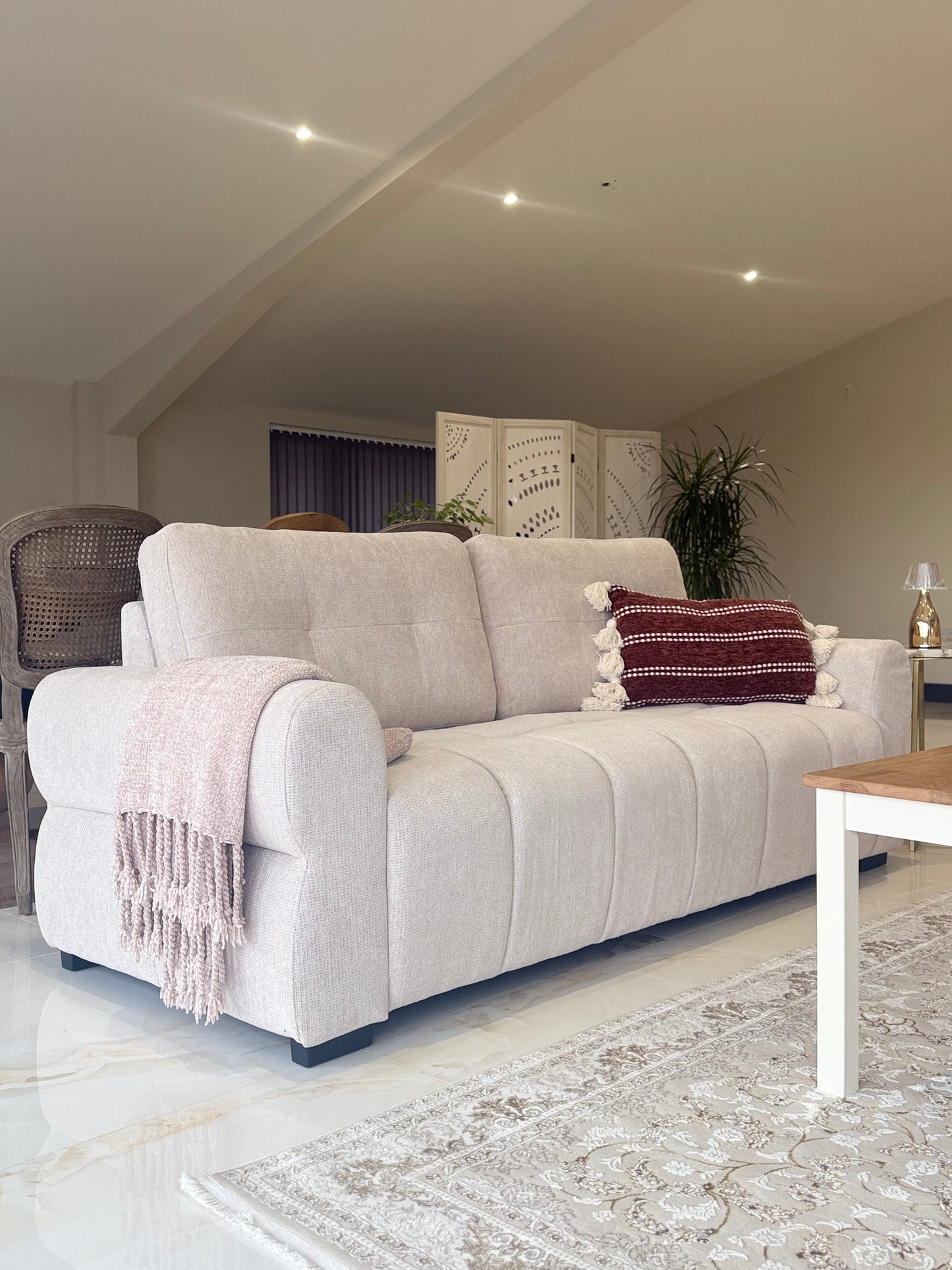Oslo Beige Fabric 3+2 Sofa Set