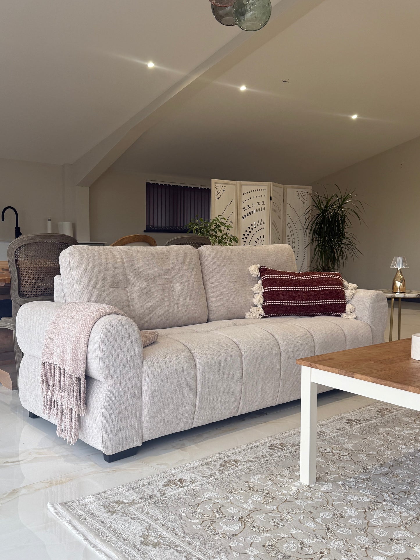 Oslo Beige Fabric 3+2 Sofa Set