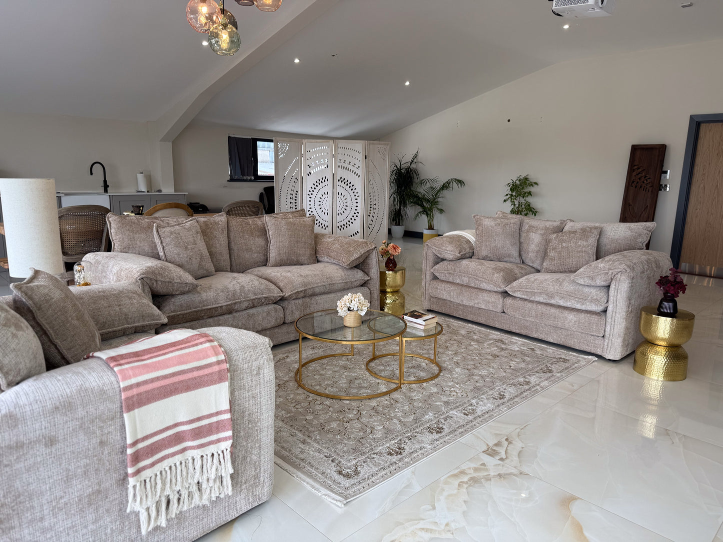 Astoria Beige Fabric 3+2 Sofa Set